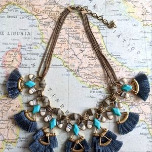Stella & Dot Dark Brass Statement Necklace